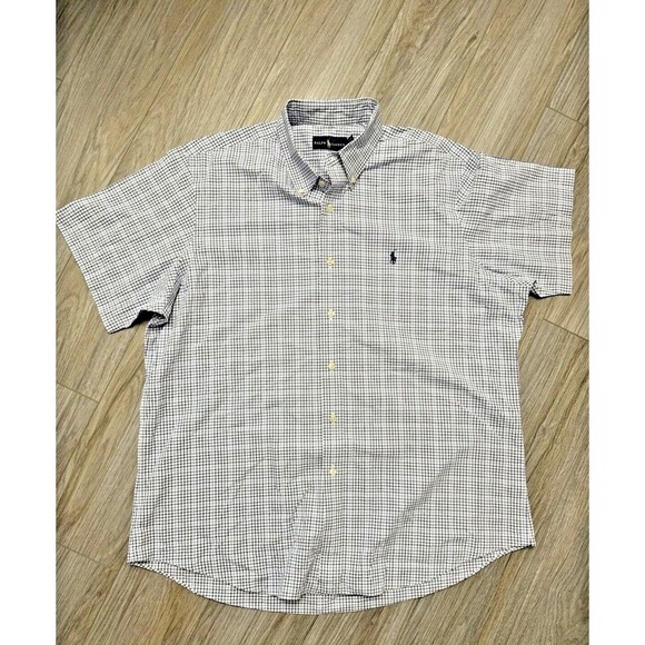 Polo Ralph Lauren Men XL Blue Black Gingham Check Short Sleeve Button Down Shirt - Picture 2 of 5